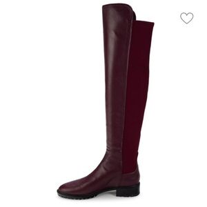 Stuart weitzman cranberry leather over the knee moto boots sz 6 new